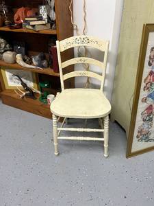 lot 30 image: Vintage Wooden Chair with Floral Accents