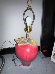 lot 104 image: Apple Shaped Table Lamp with Leaf Finial, 27 Inches Tall