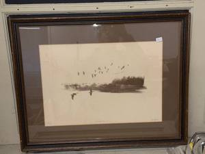 lot 167 image: Framed Limited Edition Print Goose Blind Signed by Artist