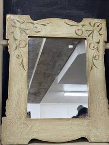 lot 171 image: Vintage Hand-Painted Wall Mirror with Decorative Frame, 24x20 Inches