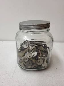lot 308 image: Glass Jar Filled with Mixed Vintage Metal Keys