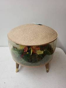 lot 324 image: Mid-Century Modern Inflatable Terrarium Foot Stool with Floral Display