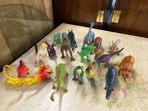 lot 133 image: Collection of 17 Dinosaur Toy Figures Assorted Styles and Colors