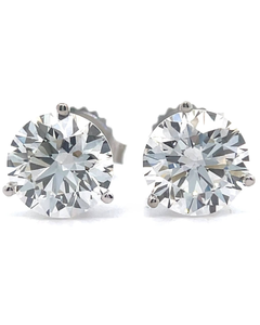 lot 4 image: 4.10 Carat Diamond Round Solitaire Stud Earrings in 14k White Gold w Report $4,950 Retail VIDEO