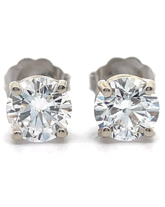 lot 31 image: 1.44 Carat Natural Diamond Solitaire Stud Earrings in 14k Yellow Gold $2,899 Retail VIDEO