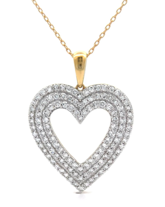 lot 50 image: 2 Carat Diamond Open Heart Triple Halo Pendant Necklace Retail $745 VIDEO
