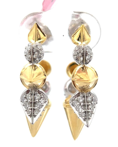 lot 52 image: 0.50 Carat Pav Diamond Spiked C-Hoop Earrings Retail $495 VIDEO