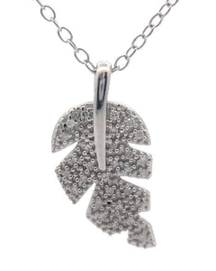 lot 71 image: Pav Natural Diamond Leaf Pendant Necklace Retail $95 VIDEO