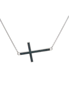 lot 72 image: Fancy Green Diamond Sideways Cross Layering Necklace VIDEO