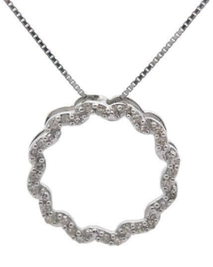 lot 73 image: 0.33 Carat Pav Natural Diamond Wavy Wreath Pendant Necklace Retail $345 VIDEO