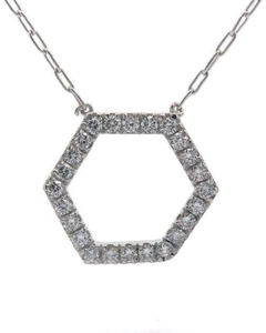 lot 74 image: 1.08 Carat Pav Diamond Geometric Halo Pendant Necklace Retail $595 VIDEO