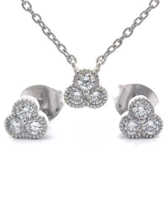lot 75 image: 0.53 Carat Diamond Flower Earrings & Necklace 2-Piece Matching Jewelry Set VIDEO
