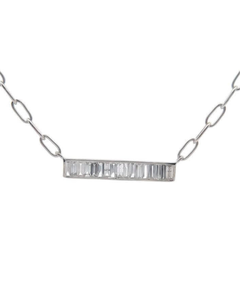 lot 76 image: 0.90 Carat Diamond Baguette Channel Bar Pendant Necklace Retail $495 VIDEO