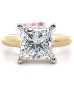 lot 12 image: 4 Carat Diamond Princess Solitaire Ring in 14k Yellow Gold Retail $5,995 VIDEO