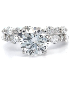 lot 21 image: 4 Carat Diamond Engagement & Wedding 2-Piece Bridal Ring Set in 14k White Gold Retail $5,250 VIDEO