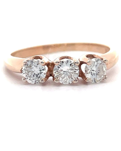lot 32 image: 0.50 Carat Natural Diamond Three-Stone Past, Present & Future Ring in 14k Rose Gold VIDEO