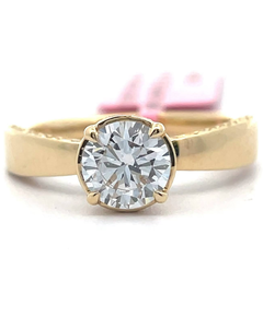 lot 36 image: 1.34 Carat Diamond Bezel Hidden Halo Pav Ring in 14k Yellow Gold w Report VIDEO
