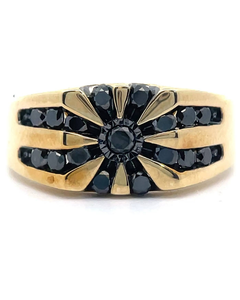 lot 37 image: Mens 1 Carat Fancy Black Natural Diamond Square Top Channel Ring in Yellow Gold Retail $1,995 VIDEO