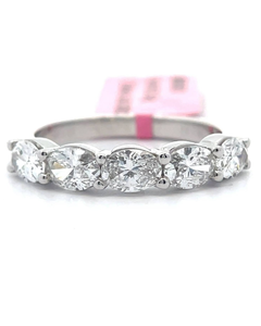 lot 39 image: 1.25 Carat Diamond Oval Five-Stone Ring in 14k White Gold w Report VIDEO