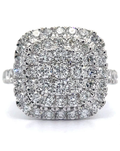 lot 47 image: 2 Carat Pav Diamond Cushion Square Top Ring Retail $745 VIDEO