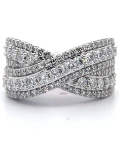 lot 51 image: 1.50 Carat Pav Diamond X Crossover Band Ring Retail $595 VIDEO