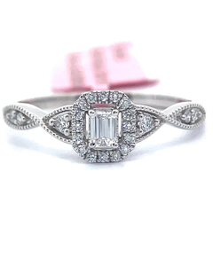 lot 58 image: 0.25 Carat Diamond Halo Entwined Twist Infinity Symbol Ring in White Gold Retail $1,145 VIDEO