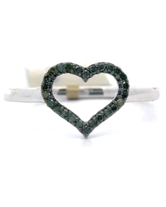 lot 64 image: 0.50 Carat Fancy Green Diamond Open Heart Halo Ring VIDEO