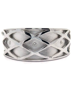 lot 65 image: Natural Diamond 3D Basketweave Tapered Ring Retail $85 VIDEO
