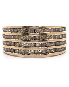 lot 78 image: Natural Diamond Four-Channel Estate Ring in Yellow Gold VIDEO