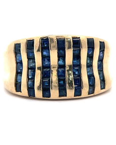 lot 79 image: Natural Blue Sapphire Concave Channel Estate Ring in Yellow Gold VIDEO