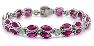 lot 0I image: Oscar Friedman 14.45 Carat Natural Burmese Ruby & Natural Diamond Bracelet in Platinum w GIA Report  Appraisal Retail $23,490 VIDEO