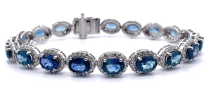 lot 30G image: Oscar Friedman 17.20 Carat Natural Sapphire & Natural Diamond Bracelet in Platinum w Appraisal Retail $17,594 VIDEO