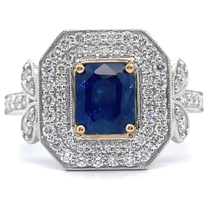 lot 30T image: 2.02 Carat Natural Sapphire & Natural Diamond 18K Two-Tone Ring w Appraisal Retail $7,999 VIDEO