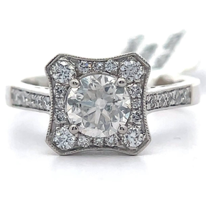 lot 30C image: 1.36 Carat Natural Diamond Halo Ring in Platinum w UGS Report  Appraisal Retail $10,925 VIDEO