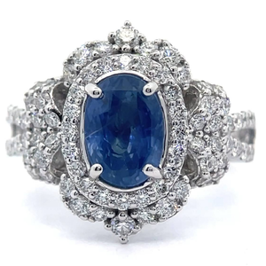 lot 30L image: Oscar Friedman 3.20 Carat Natural Sapphire & Natural Diamond Platinum Ring w GIA Report  Appraisal Retail $9,796 VIDEO