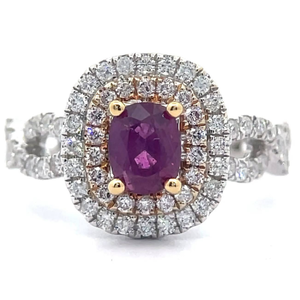 lot 30K image: 1.46 Carat Total Natural Kashmir Sapphire (Unheated) & Natural Diamond 18K WhiteYellow Gold Ring w GIA Report  Appraisal Retail $8,443 VIDEO