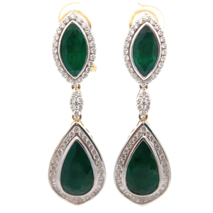 lot 0H image: Gady Shemesh 8.90 Carat Natural Emerald & Natural Diamond Drop Earrings in 14K Two-Tone Gold w Appraisal Retail $22,465 VIDEO