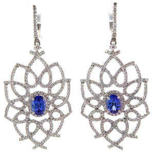 lot 30P image: 3.78 Carat Natural Tanzanite & Natural Diamond Earrings in 14K White Gold w Appraisal Retail $12,965 VIDEO