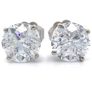 lot 30O image: 3.01 Carat Natural Diamond 14K White Gold Stud Earrings w Appraisal Retail $16,930 VIDEO