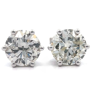 lot 30B image: 3.14 Carat Natural Diamond Stud Earrings in 14k White Gold w Appraisal Retail $11,560 VIDEO