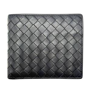 lot 116 image: Bottega Veneta Intrecciato Leather Bifold Wallet in Navy Pre-Owned Retail $520