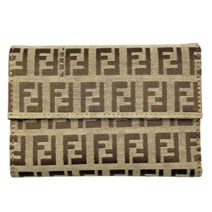lot 123 image: Fendi Zucca Canvas Compact Wallet w Original Box Pre-Owned Retail $420