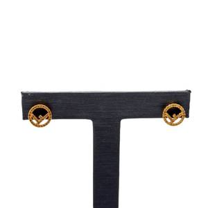 lot 133 image: Fendi Gold-Tone Logo Circle Stud Earrings with Original Box Pre-Owned Retail $420