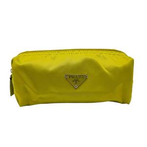 lot 134 image: Prada Nylon Cosmetic Pouch in Yellow Pre-Owned Retail $450