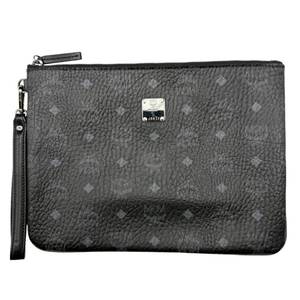 lot 136 image: MCM Black Visetos Leather Wristlet Clutch Pre-Owned Retail $450