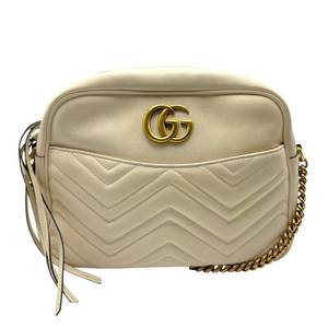 lot 140 image: Gucci GG Marmont Matelass Camera Bag in White Leather Pre-Owned Retail $1,250