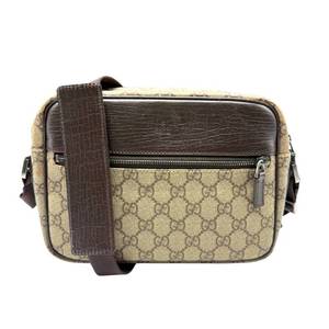 lot 143 image: Gucci GG Canvas & Brown Leather Crossbody Bag Pre-Owned Retail $650