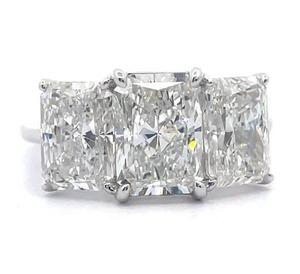 lot 7A image: New 5.06 Carat Radiant Cut Diamond Three-Stone Ring in 14k White Gold $9,500 Retail VIDEO