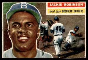 lot 2 image: Jackie Robinson White Back  1956 Topps #30 Brooklyn Dodgers  Vintage Baseball Card