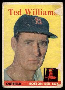 lot 25 image: Ted Williams  1958 Topps #1 Boston Red Sox  Vintage Baseball Card